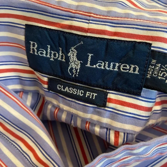 Ralph Lauren Blue Red and White Casual Button Down Shirt, 15.5, 32/33 - Picture 7 of 7